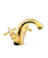 Grifo bimando con aireador para lavabo de latón con acabado en oro Clasic TRES