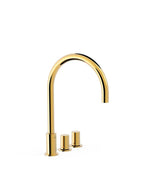 Grifo bimando de repisa para lavabo de instalación libre en acabado dorado Study Tres