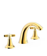 Grifo bimando de repisa para lavabo de latón con acabado en oro Clasic TRES