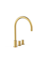 Grifo bimando de repisa para lavabo instalación libre acabado oro mate 24K Study Tres