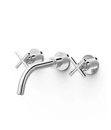 Grifo bimando en batería y empotrado para lavabo de latón cromado MONTBLANC TRES