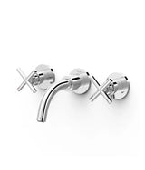 Grifo bimando en batería y empotrado para lavabo fabricado en latón con acabado cromado MONTBLANC TRES