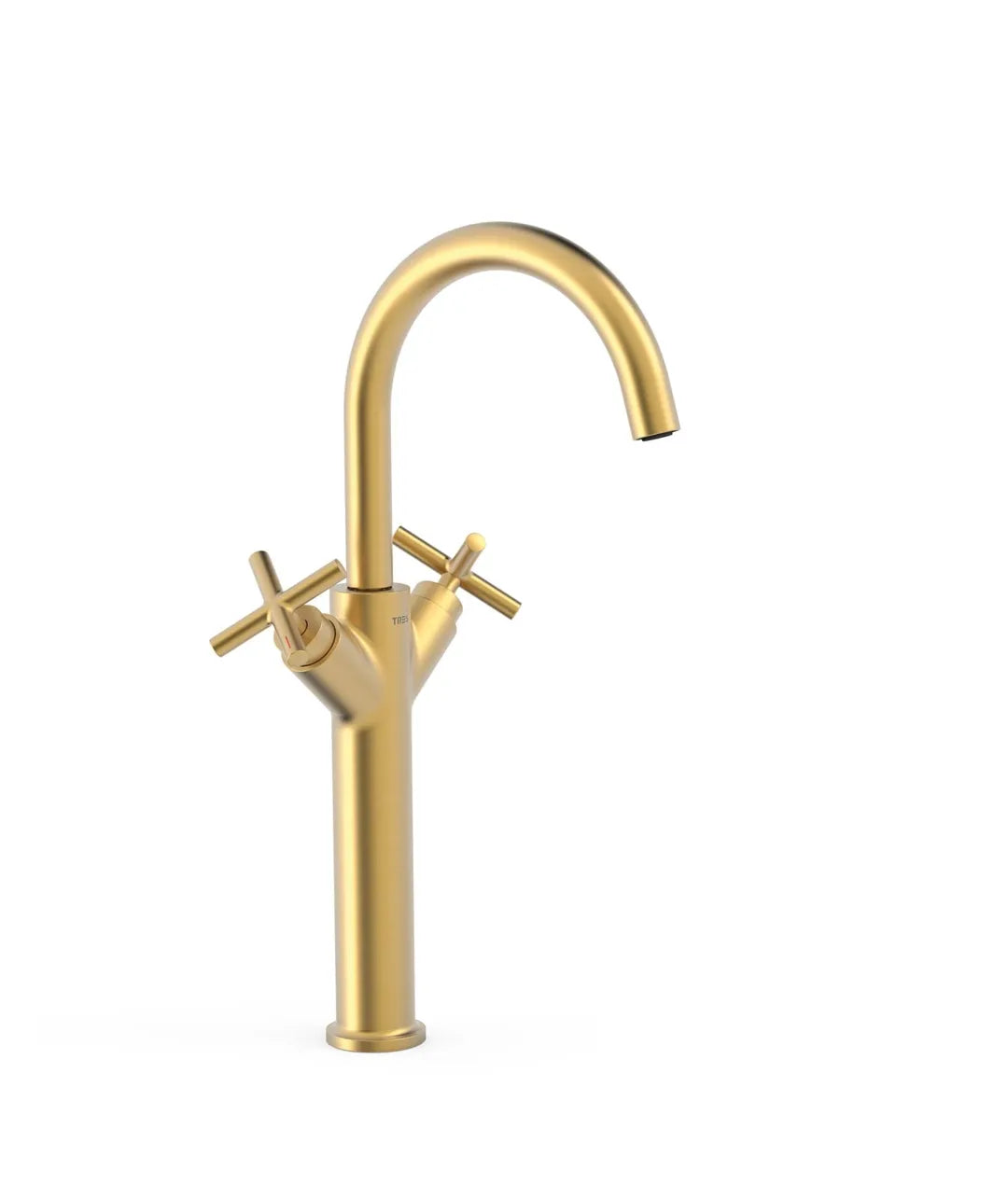 Grifo bimando extra alto para lavabo con volantes en latón acabado oro mate de MONTBLANC TRES 0