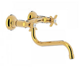Grifo bimando para cocina mural con diseño clásico acabado dorado TRES