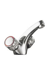 Grifo bimando para lavabo con caño curvo en latón y acabado cromado Basic TRES