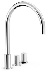 Grifo bimando para lavabo con caño de latón y acabado cromado Study TRES