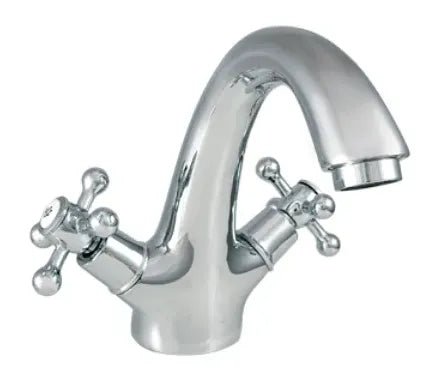 Grifo bimando para lavabo de instalación sobrencimera en acabado cromado de latón ÉPOCA Källa 0