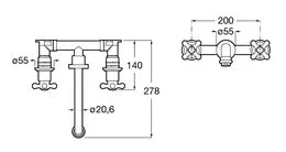 Grifo bimando para lavabo empotrable de instalación con acabado cromado Carmen Roca 2