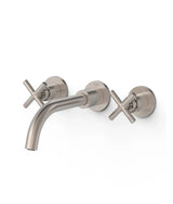 Grifo bimando para lavabo en latón con acabado acero MONTBLANC TRES