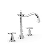 Grifo bimando vertical clásico para lavabo en batería con acabado cromado CLASIC TRES