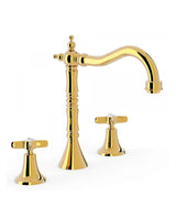 Grifo bimando vertical clásico para lavabo en batería con acabado dorado CLASIC TRES