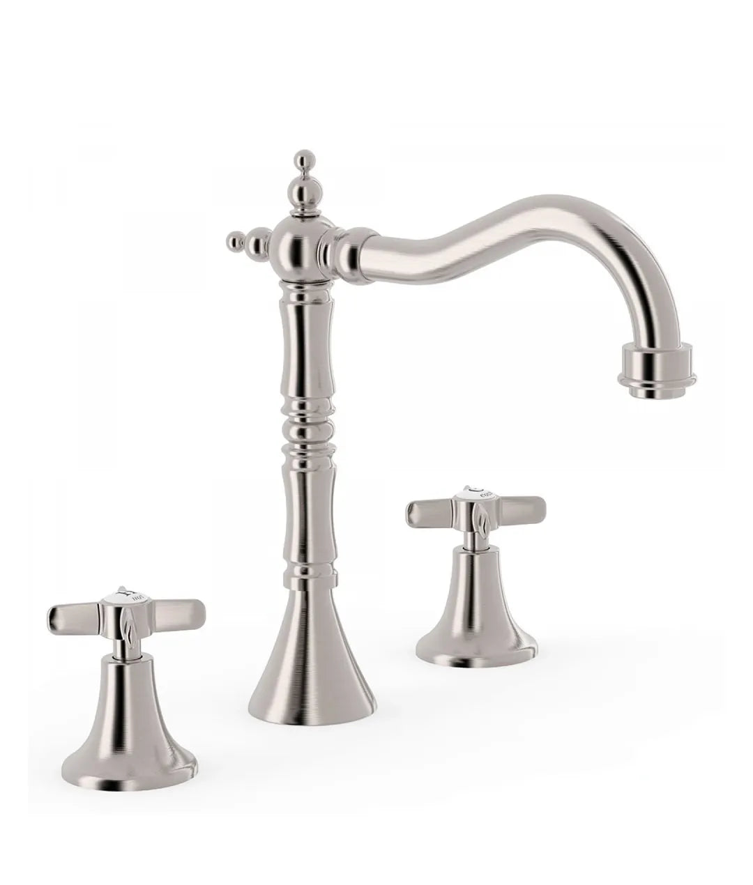 Grifo bimando vertical con acabado acero clásico para lavabo en batería CLASIC TRES 0