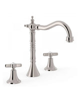 Grifo bimando vertical con acabado acero clásico para lavabo en batería CLASIC TRES