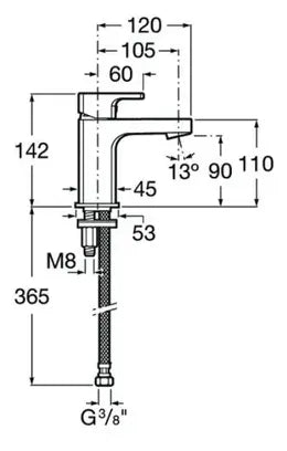 Grifo compacto de lavabo con desagüe click clack acabado cromado L90 Roca 4