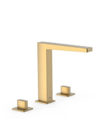 Grifo con bimando de instalación sobre repisa para lavabo en oro mate Slim Tres