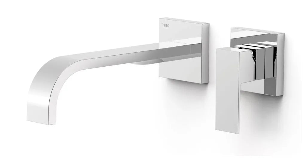 Grifo con monomando de instalación empotrada para lavabo con acabado cromado Cuadro Tres 0