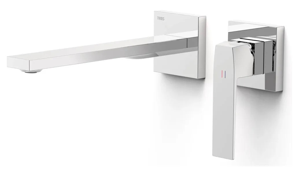 Grifo con monomando para lavabo con instalación empotrada con amortiguadores acústicos Slim Tres 0