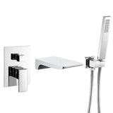 Grifo cuadrado empotrado monomando para bañera con cascada cromado Tajo de Valaz