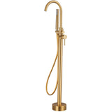 Freestanding round bathtub faucet brushed matte gold with PVD protection Ebro by Valaz