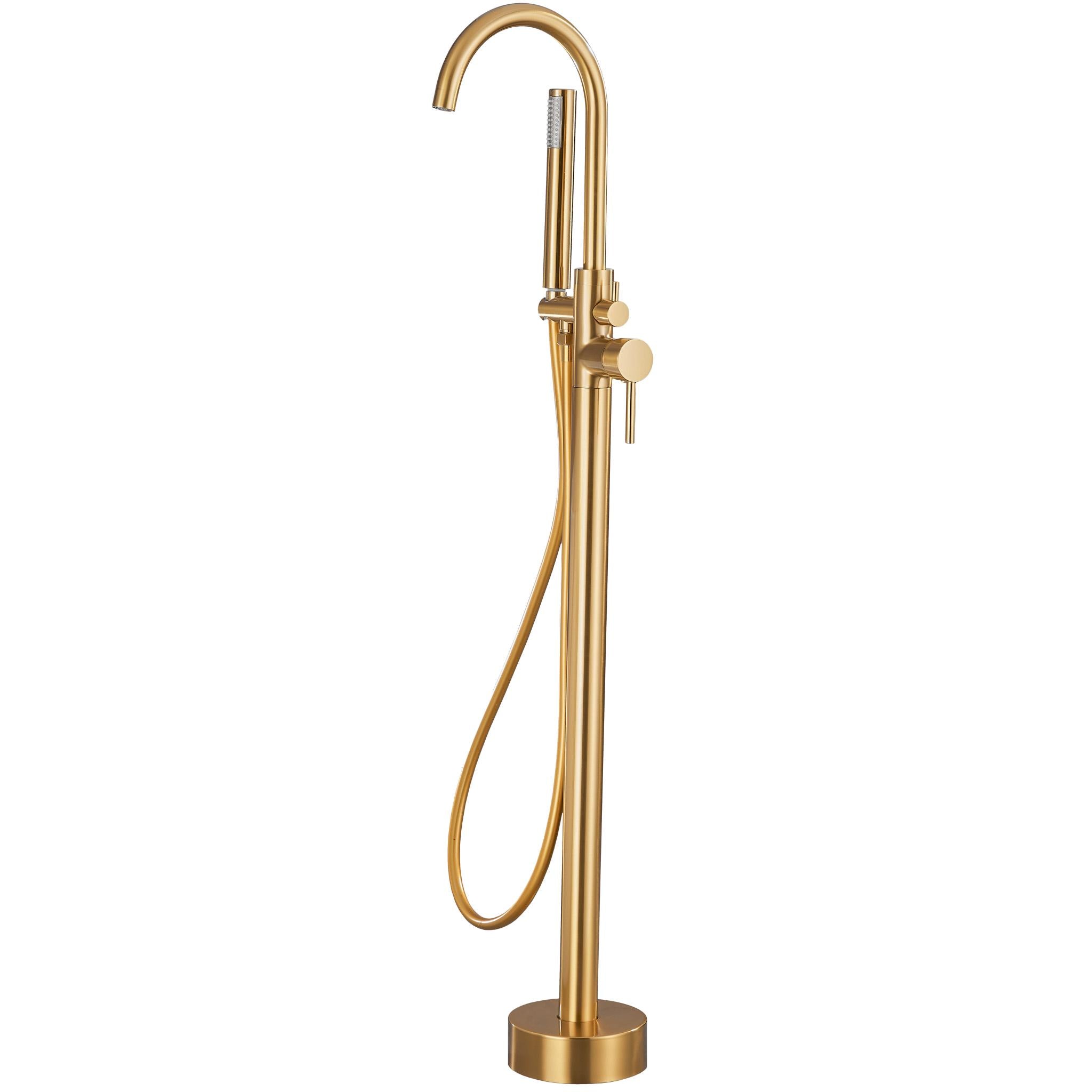 Grifo de bañera exenta redondo oro mate cepillado con protección PVD Ebro de Valaz 0