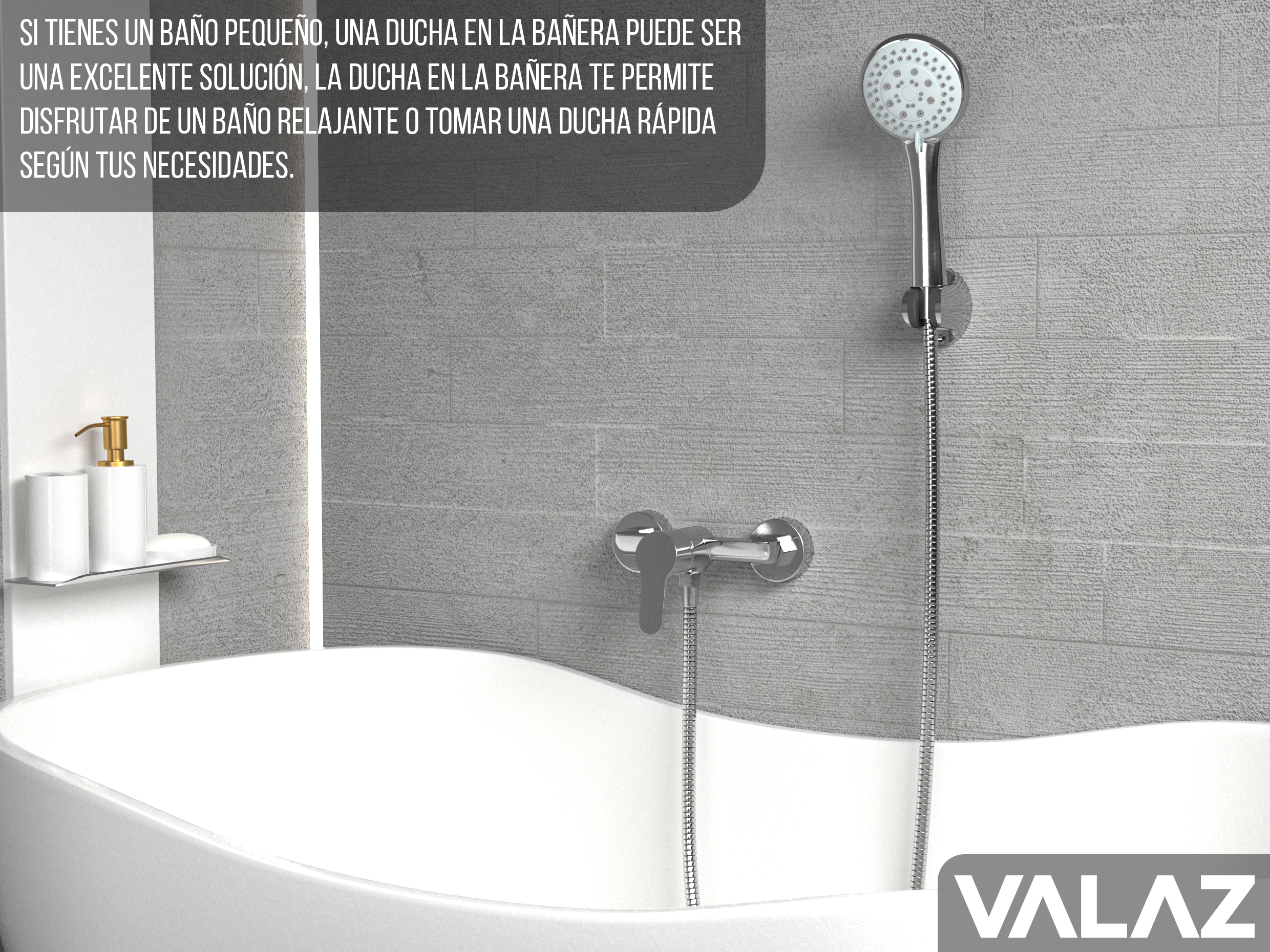 Grifo de bañera monomando diseño elegante y funcional con acabado cromado Tera de Valaz 2