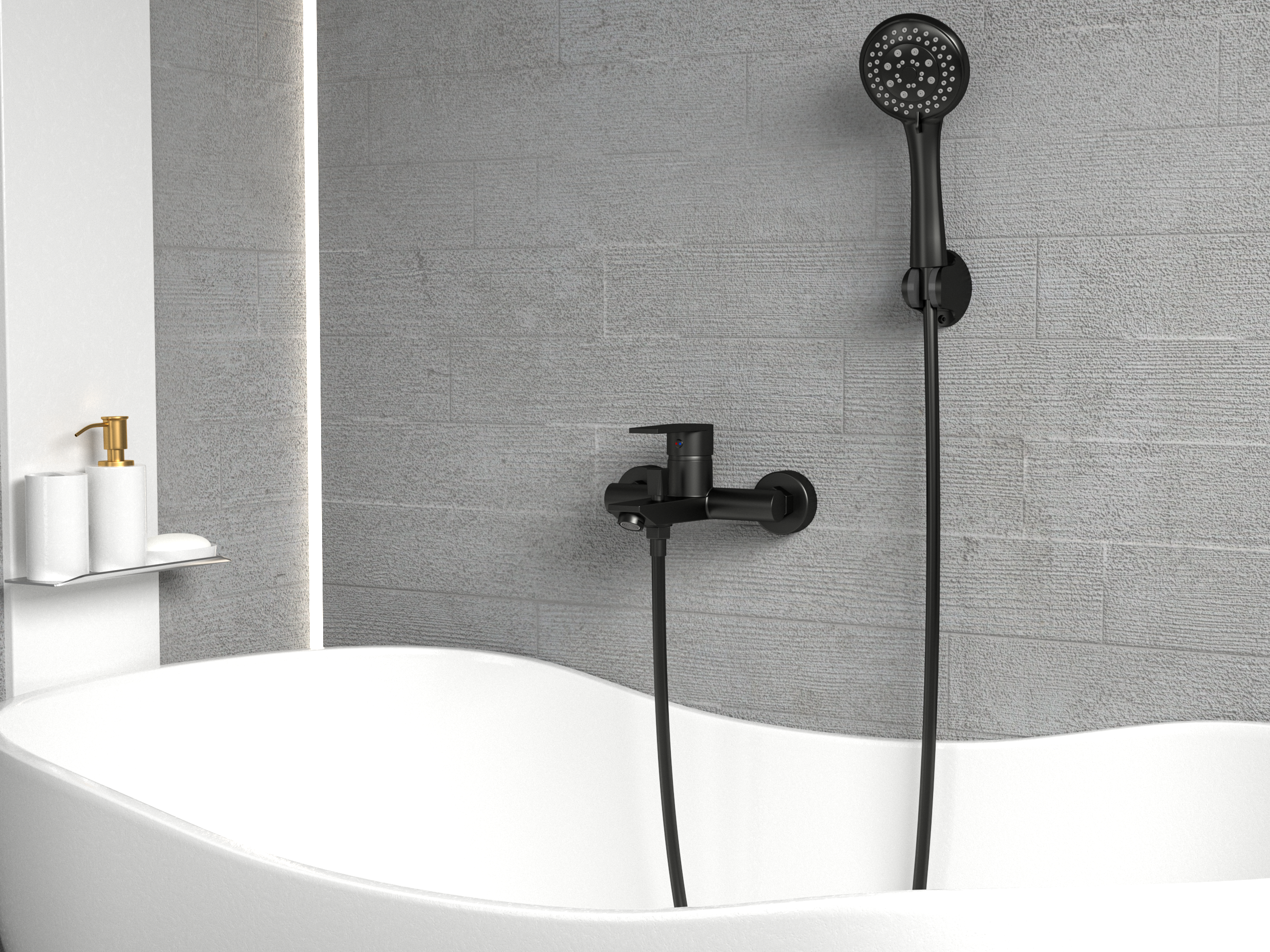 Grifo de bañera y ducha monomando negro mate Magro de Valaz 2