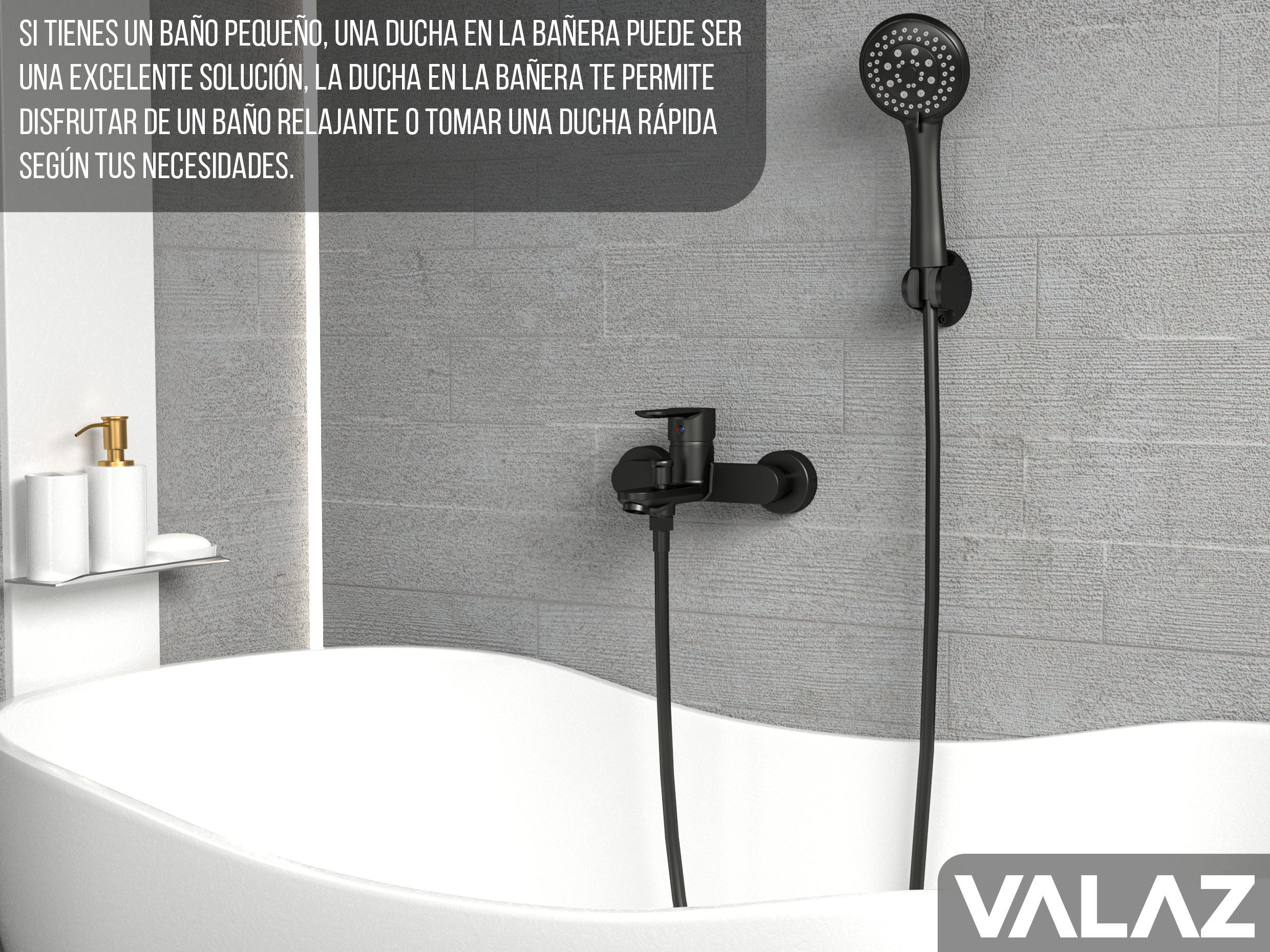 Grifo de bañera y ducha redondo monomando negro mate Viar de Valaz 2