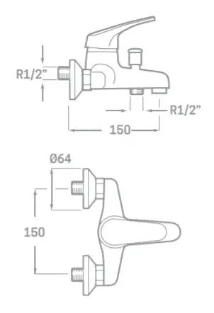 Grifo de baño monomando de latón cromado BASIC Källa 2