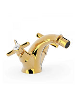 Grifo de bidé con regulador de temperatura bimando vertical acabado oro CLASIC TRES