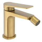 Grifo de bidé diseño compacto redondeado con acabado oro mate, monomando ergonómico y caño orientable Valdivia de Valaz