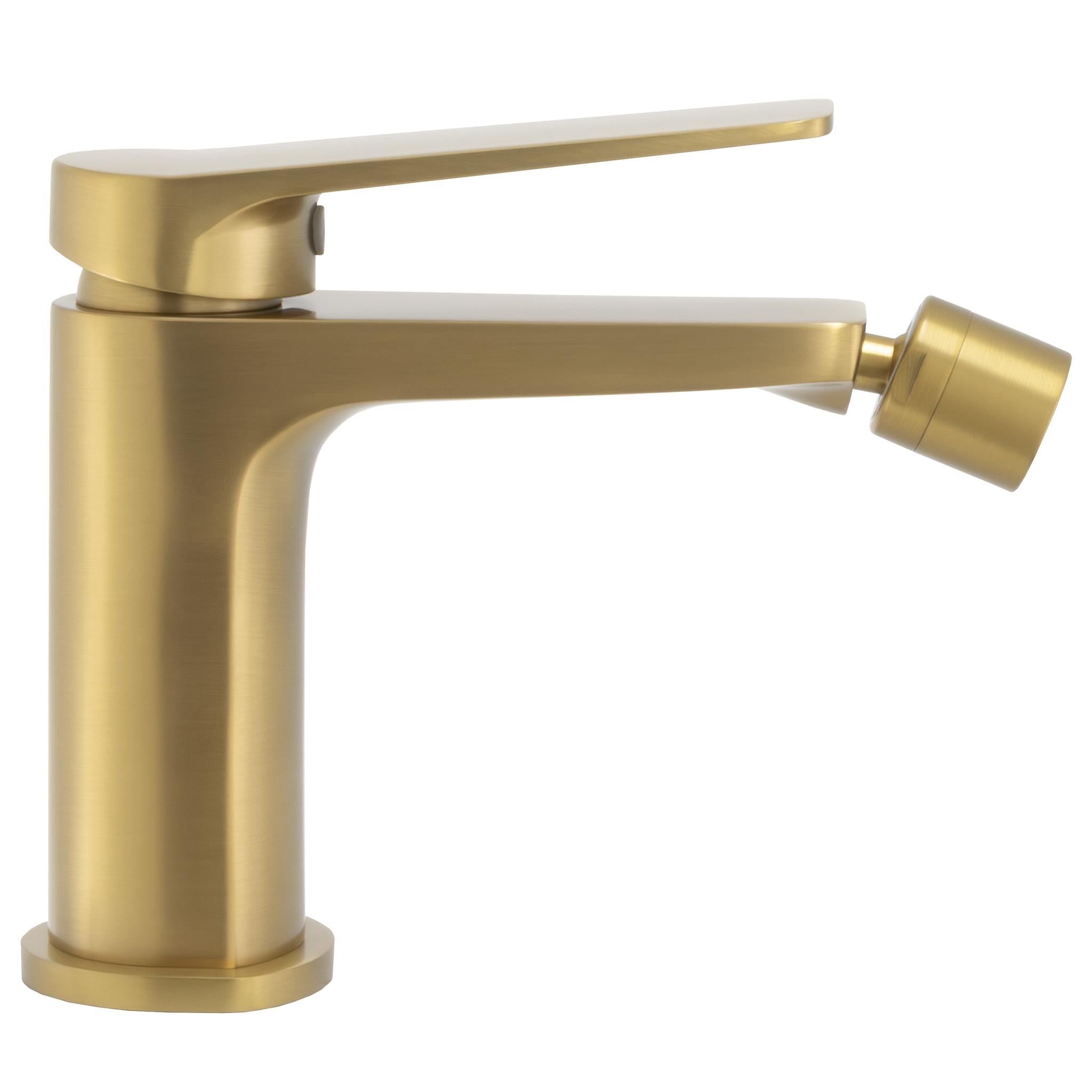 'Grifo de bidé diseño compacto redondeado con acabado oro mate monomando ergonómico caño orientable Valdivia de Valaz' 2