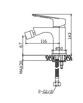Grifo de bidé ergonómico de latón con acabado cromado Bass Kassandra 1
