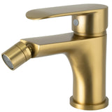 robinet de bidet à levier unique rond or mat protection PVD céramique 35 mm flexibles 3/8 Turia de Valaz
