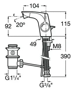 Grifo de bidet con desagüe automático y acabado cromado Insignia Roca 2