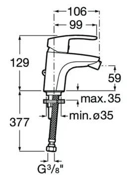 Grifo de bidet con enganche para cadenilla con acabado cromado Monodin Roca 2