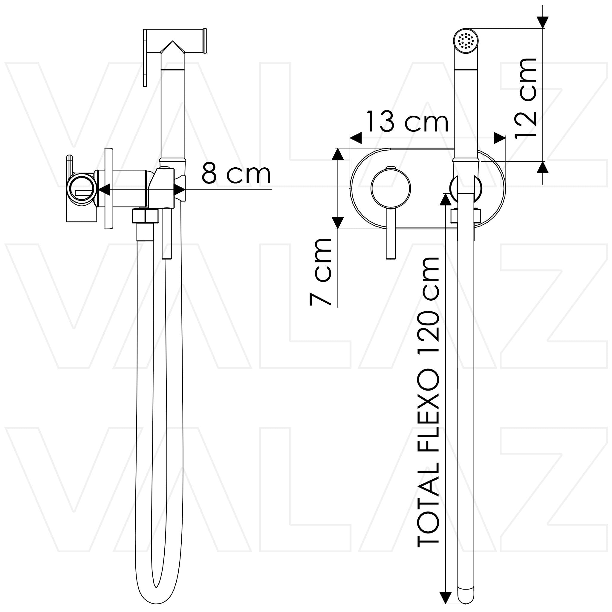 Grifo de bidet empotrado redondo negro mate con control de temperatura y dos vías Júcar de Valaz 1