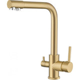 Grifo de cocina de 3 vías con ósmosis y caño giratorio en oro mate Nilo de Valaz