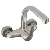Kitchen faucet wall mounted single handle 15 cm between inlets brushed steel Genil by Valaz