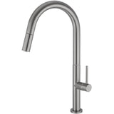 Kitchen faucet high arc pull down single handle brushed steel Éufrates by Valaz