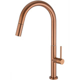 kitchen faucet tall single handle pull out brushed rose gold Eufrates by Valaz
