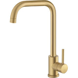 Torneira de cozinha com cano em forma de C monocomando giratório ouro mate com proteção PVD Zancara da Valaz