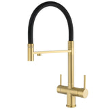 Kitchen faucet with 3 ways osmosis and flexible matte gold PVD protection Manzanares by Valaz