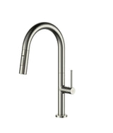Faucet for kitchen with pull-out sink made of stainless steel with brushed grey Plenum finish Källa