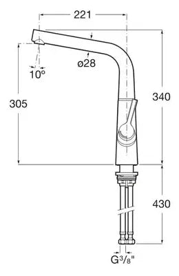 Grifo de cocina con monomando y caño giratorio con acabado cromado Syra Roca 1