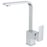 Torneira de cozinha quadrada e cromada com monocomando lateral ergonômico e bico alto giratório Lor da Valaz