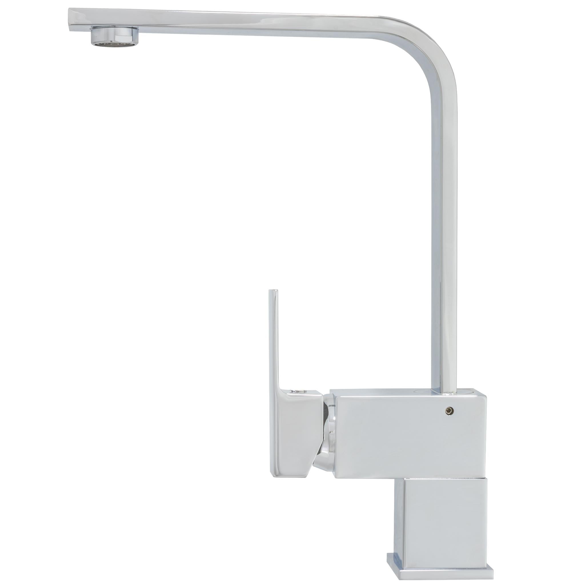Grifo de cocina cuadrado y cromado con monomando lateral ergonómico y caño alto giratorio Lor de Valaz 2