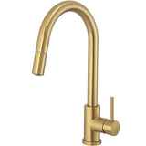 Grifo de cocina extraíble monomando en oro mate con protección PVD Parana de Valaz