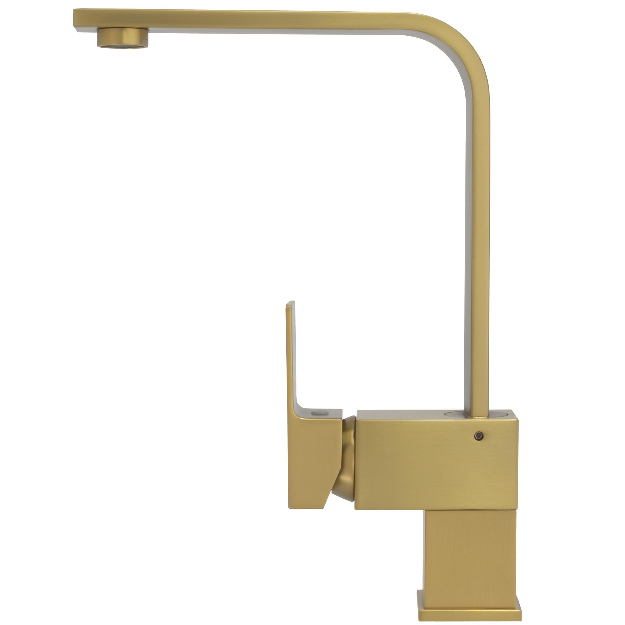 Grifo de cocina giratorio cuadrado con monomando y acabado oro mate Lor de Valaz 2