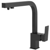 Kitchen faucet single handle 3 way square matte black with outlet for cold water and osmosis Porcos by Valaz