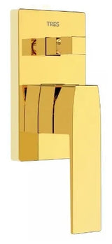 Grifo de ducha monomando empotrable de latón con acabado dorado Slim TRES